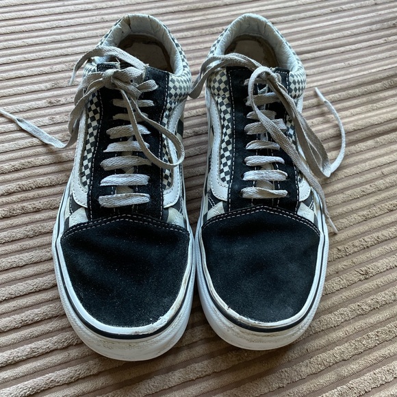 Vans Shoes - VANS old skool checked black and white suede and canvas trainers size 6